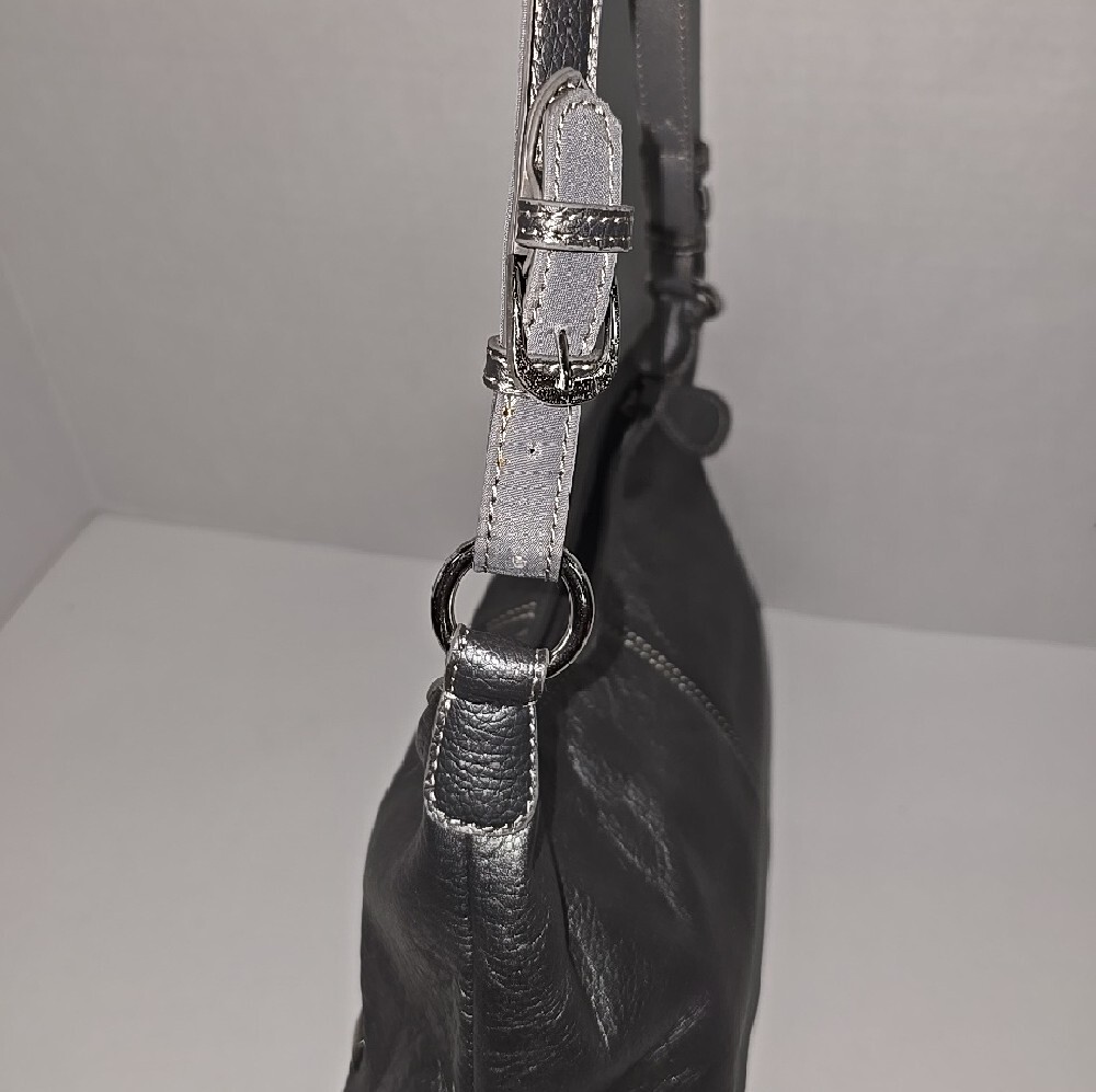 The Sak Metallic Pewter Classic Pebbled Leather Shoulder Bag - Picture 4 of 11